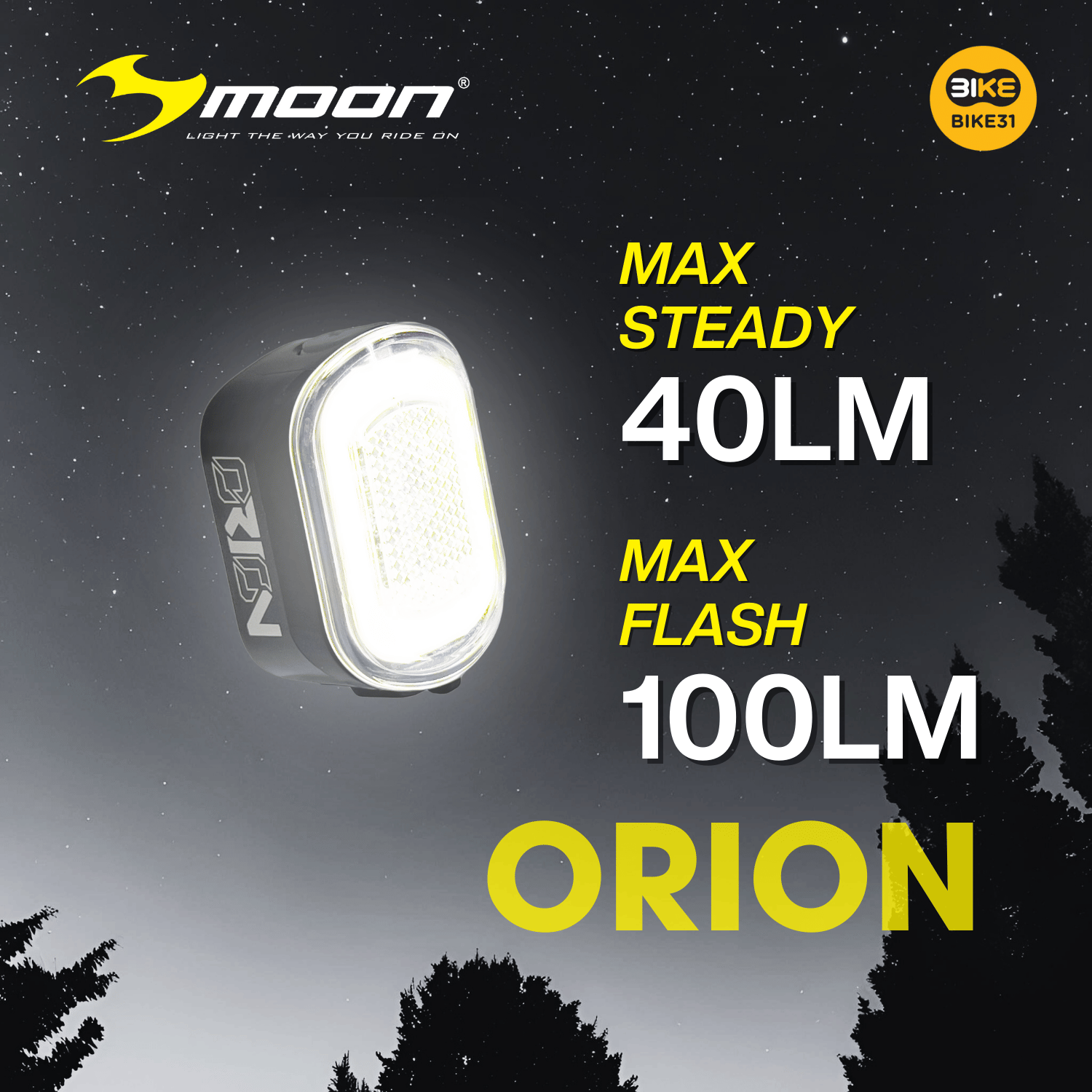 Moon Orion White 100 Lumens Bicycle Light - Main Image