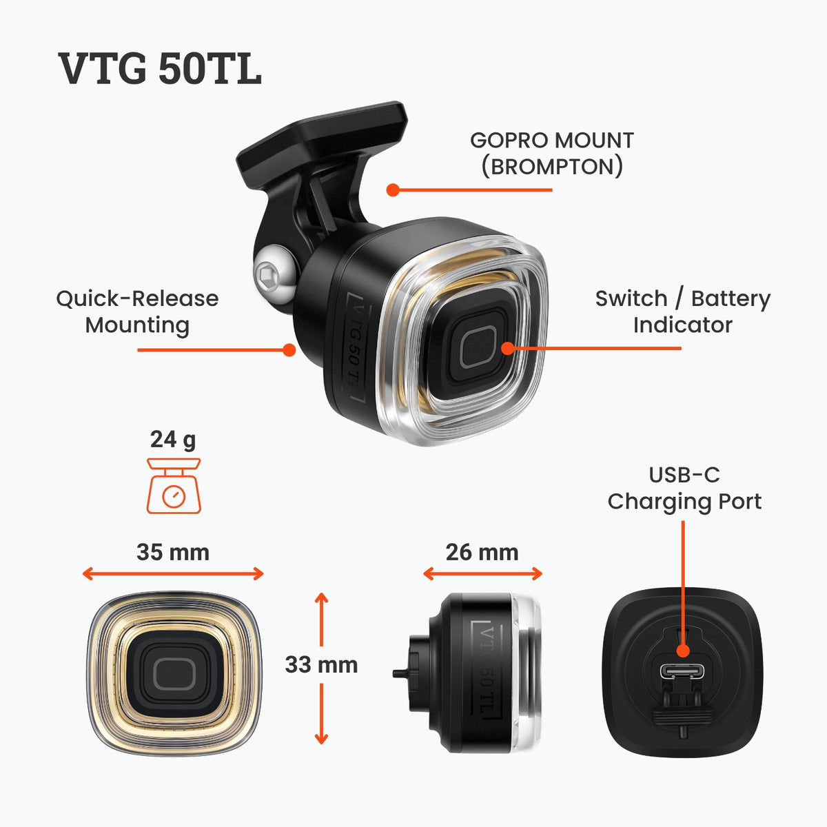 Magicshine VTG1000 + 50TL Brompton-Ready Light Set