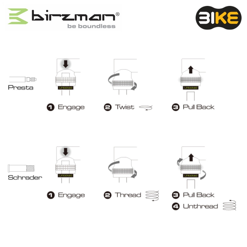 Birzman Infinite Apogee MTB Hand Pump / Presta & Schrader / 90 psi