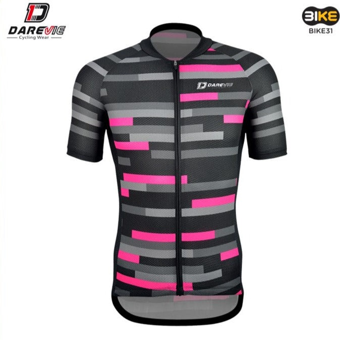 Darevie DVJ073 Men Cycling Jersey / Breathable / Quick Dry / Couples Wear / Black Rose Red / Size M / L / XL / 2XL