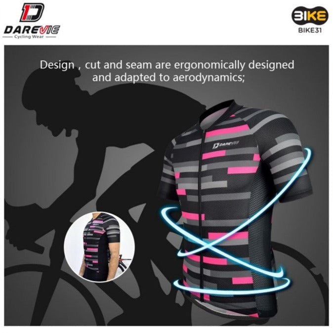 Darevie DVJ073 Men Cycling Jersey / Breathable / Quick Dry / Couples Wear / Black Rose Red / Size M / L / XL / 2XL