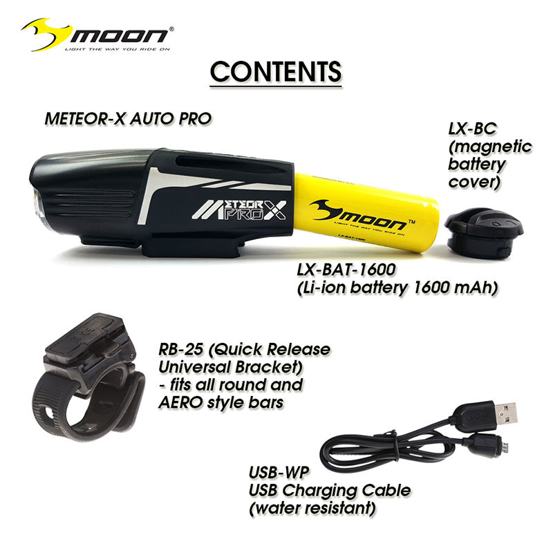 Moon Meteor-X Auto Pro 600 (Flashing 700) Lumens Bicycle Front White L